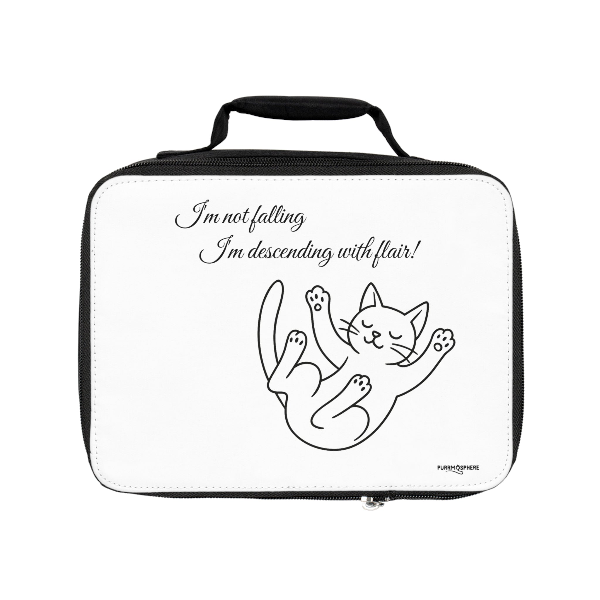 Cute Cat Lunch Bag — “I’m Not Falling, I’m Descending With Flair!” Insulated Lunchbox