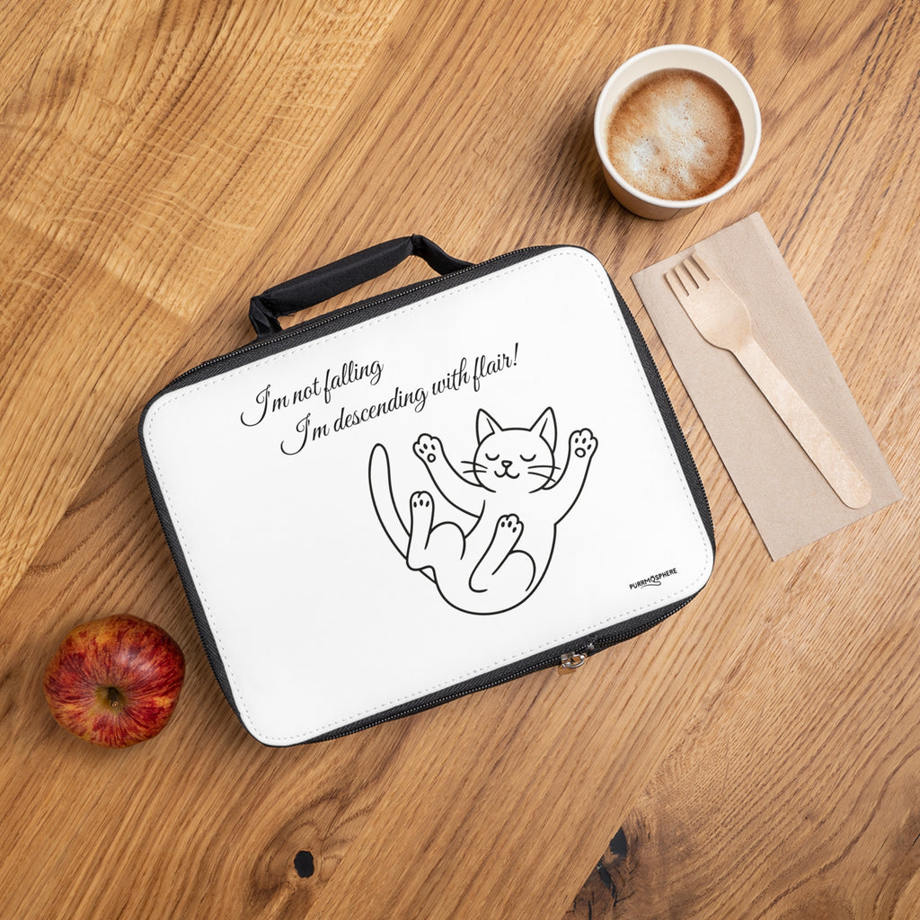Cute Cat Lunch Bag — “I’m Not Falling, I’m Descending With Flair!” Insulated Lunchbox
