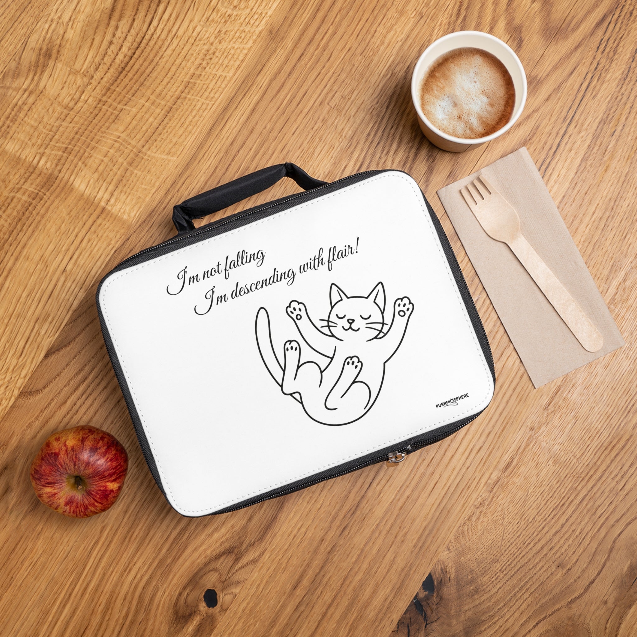 Cute Cat Lunch Bag — “I’m Not Falling, I’m Descending With Flair!” Insulated Lunchbox