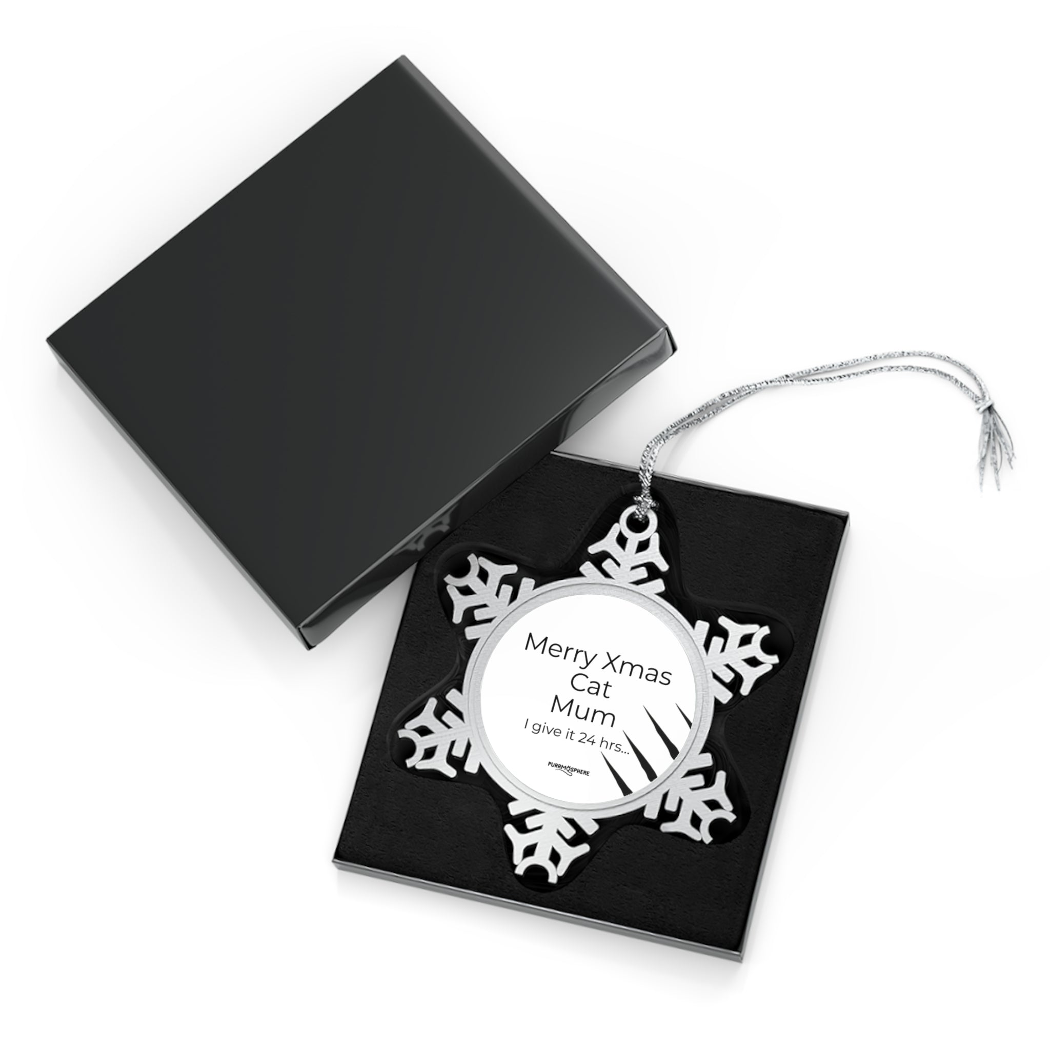 Pewter Snowflake Ornament — “Merry Xmas Cat Mum” Christmas Cat Lover Gift