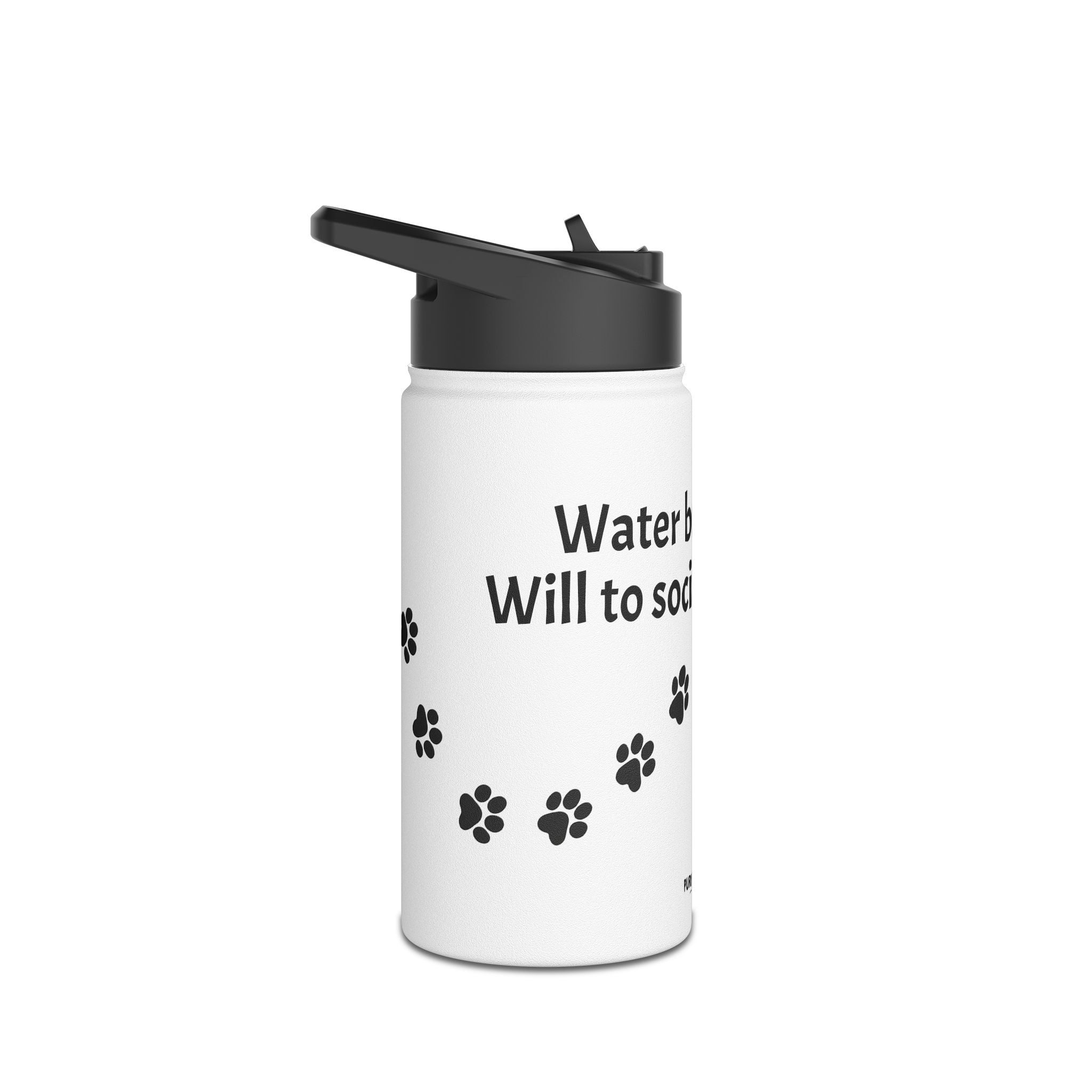 Cat Paw Water Bottle — “Will to Socialize: Empty” Funny Stainless Steel Insulated Bottle