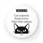 Bottle Opener Fridge Magnet – “WARNING: Cat Expects Food Every Time This Opens” Funny Cat Lover Gift